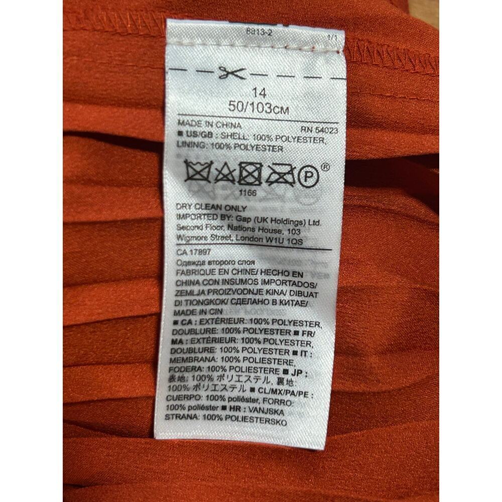 Banana Republic Olivia Palermo Burnt Orange Pleated Midi Wrap Satin Skirt Sz 14 - Picture 7 of 9